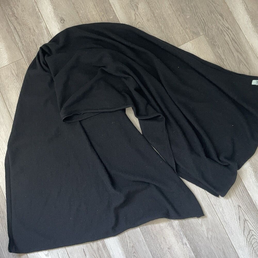 Wool Cashmere Scarf celest rectangular large long womens Black minimalist office